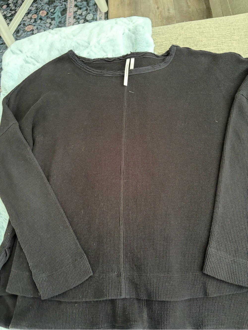 Anthropologie Black Long-Sleeve Thermal Tee